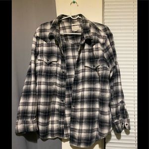 AE OVERSIZED NAVY BOYFRIEND FLANNEL